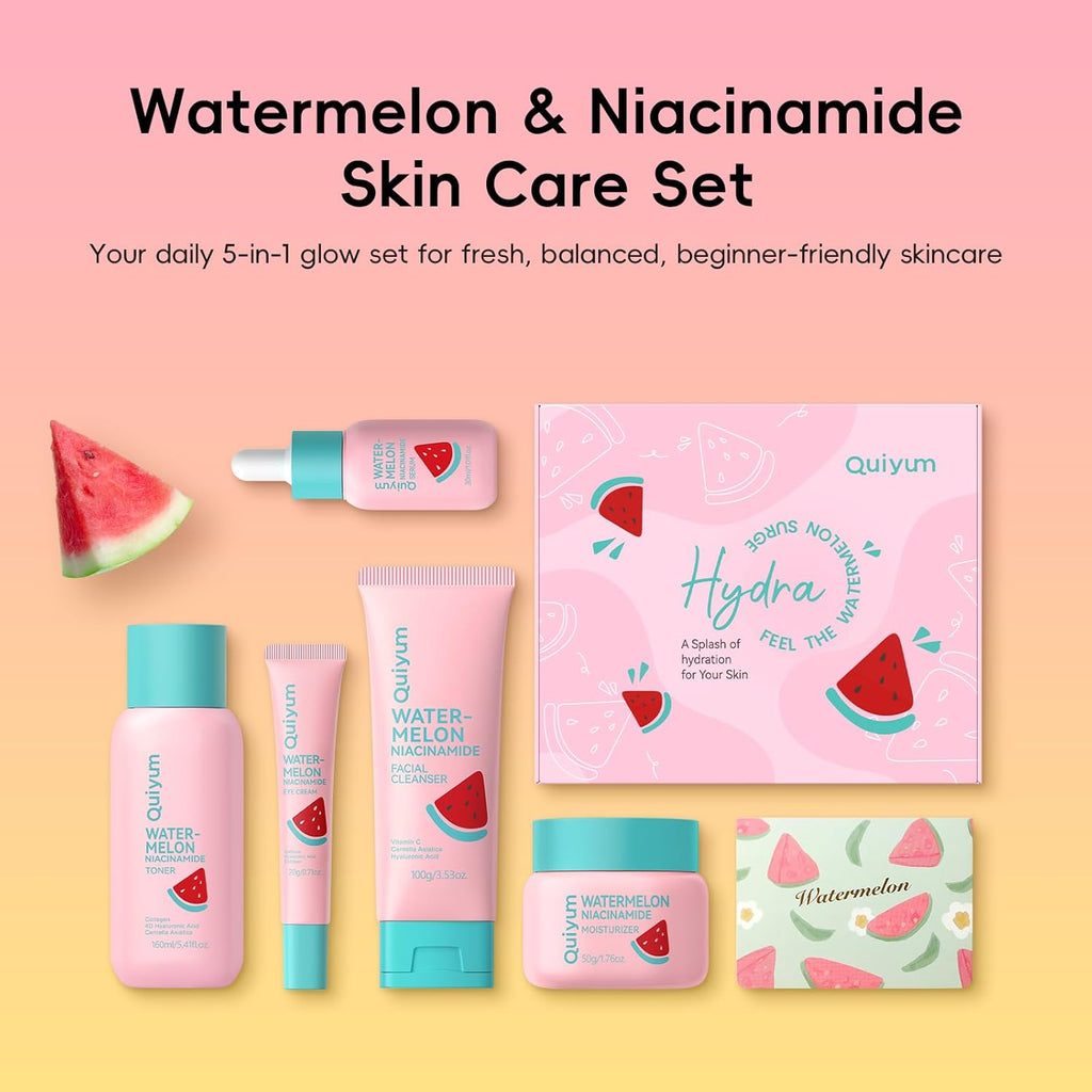 Watermelon & Niacinamide Skincare Set for Women Teens Girls, 5PCS