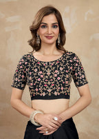 Women'S Rangoli Silk Embroidred Saree with Unstitch Blouse Piece