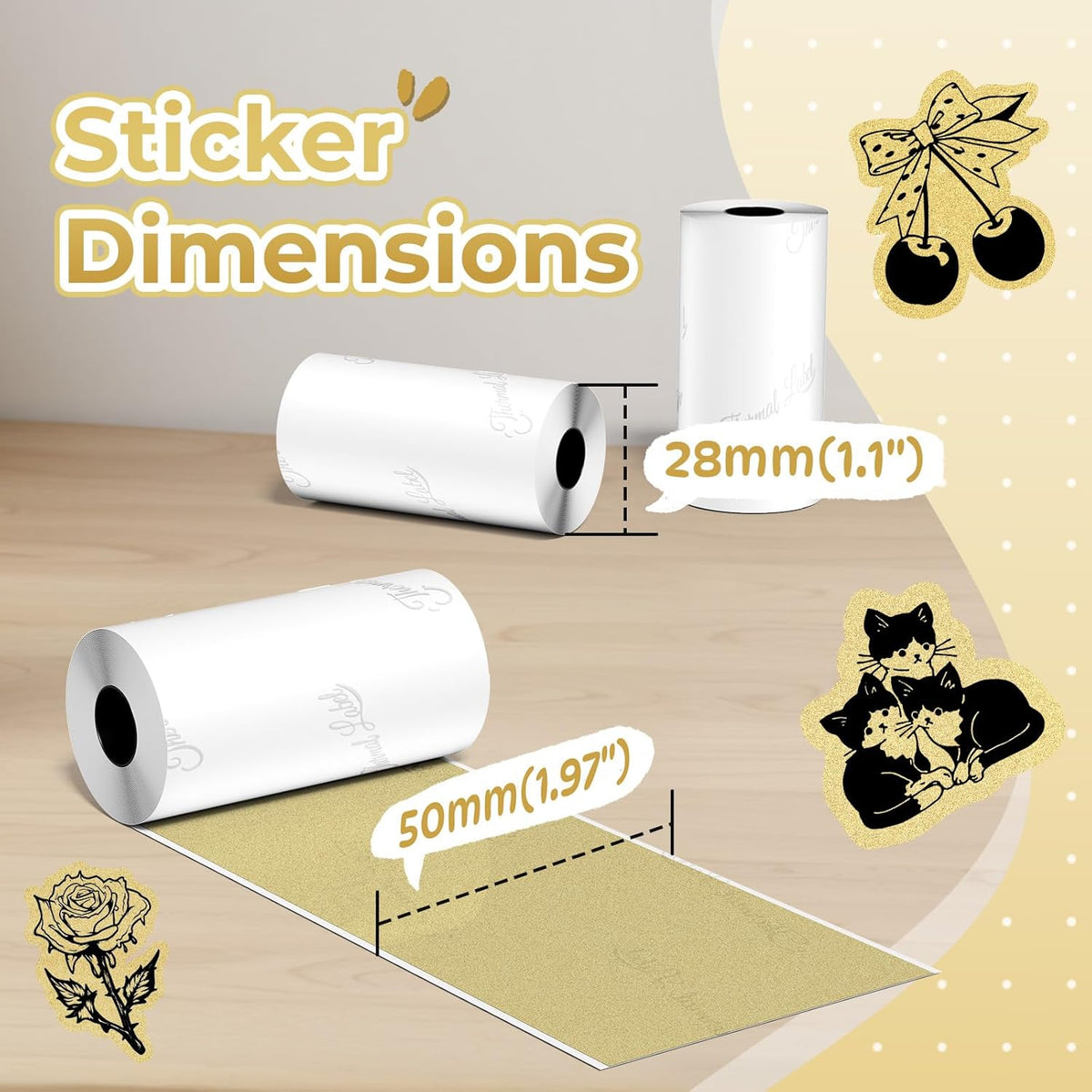 Golden Self-Adhesive Thermal Paper, 50Mm X 3.5M, 3-Rolls