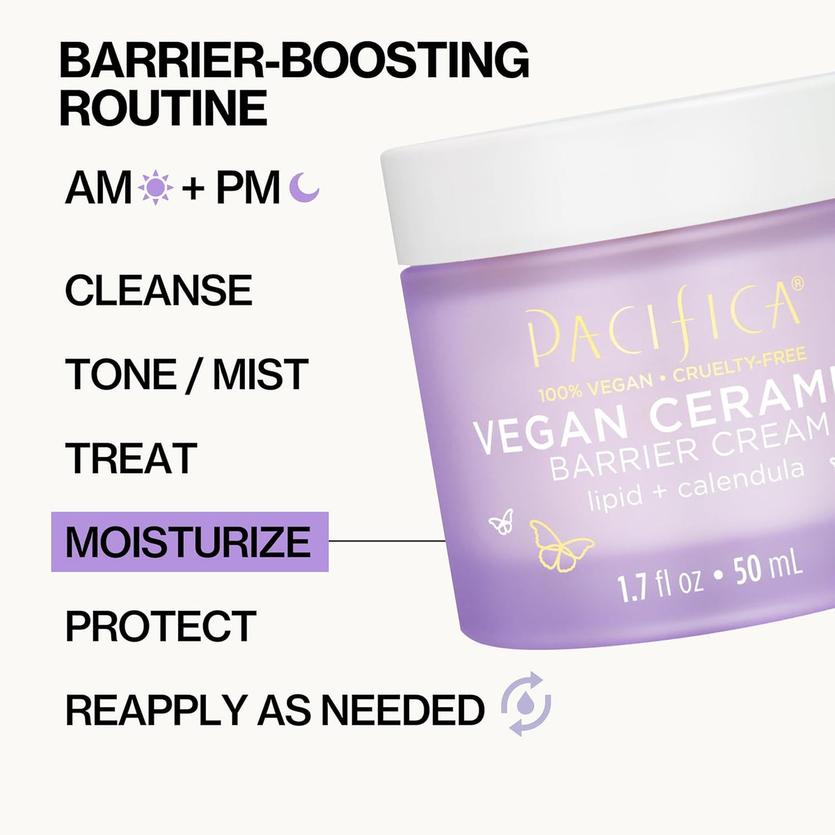 Face Cream - Vegan Ceramide Barrier Cream W/Niacinamide & Shea Butter - Hydrating Daily Face Moisturizer Fragrance Free for Sensitive Skin, Vegan, Clean Beauty Allergy & Dermatologist Tested