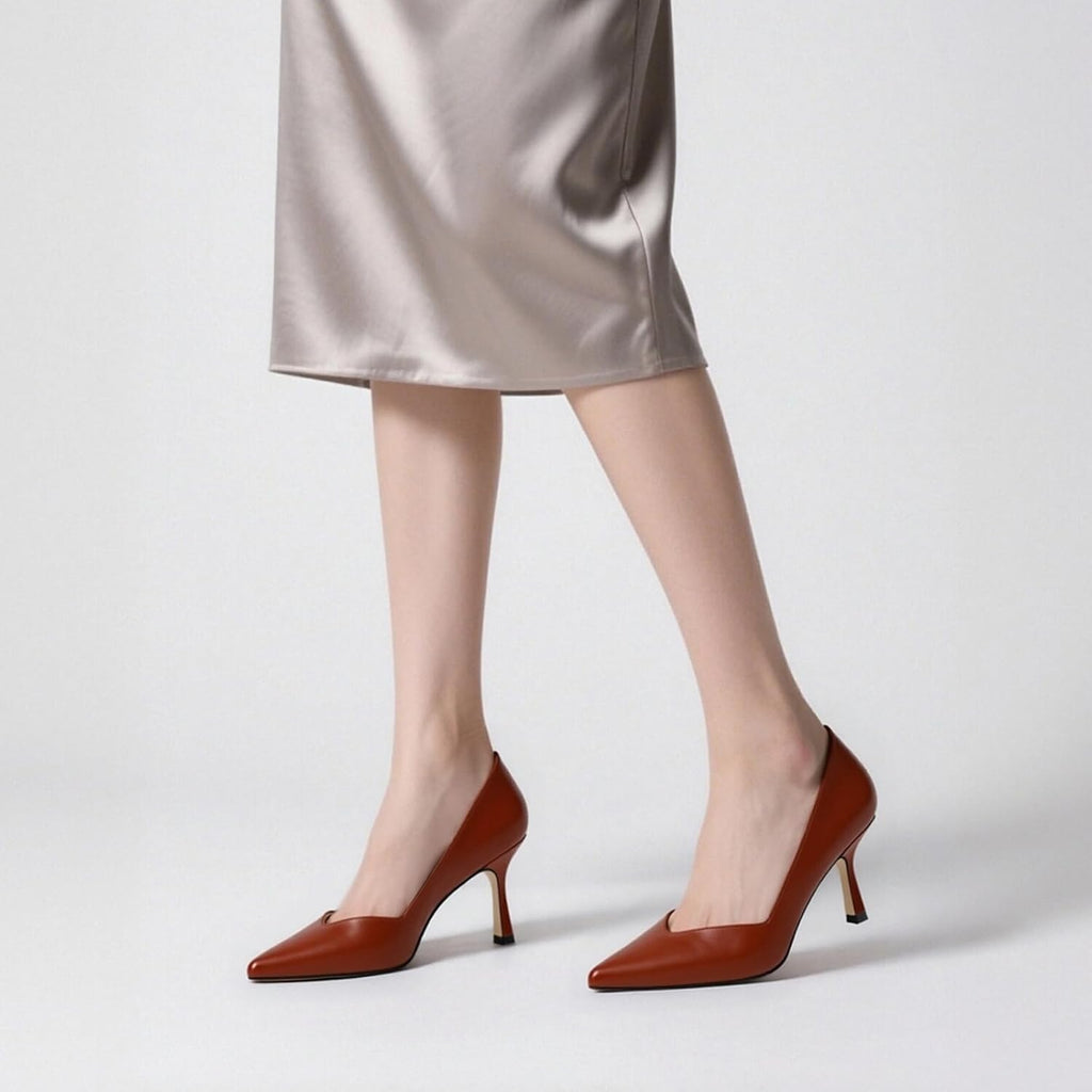Women Pointed Closed Toe 2.5 Inch Kitten Heel Slip on Pumps