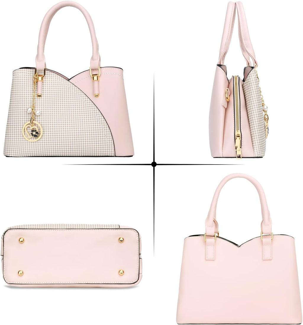 Triple Compartments Purses and Handbags for Women Fashion Ladies Satchel Shoulder Top Handle Bag