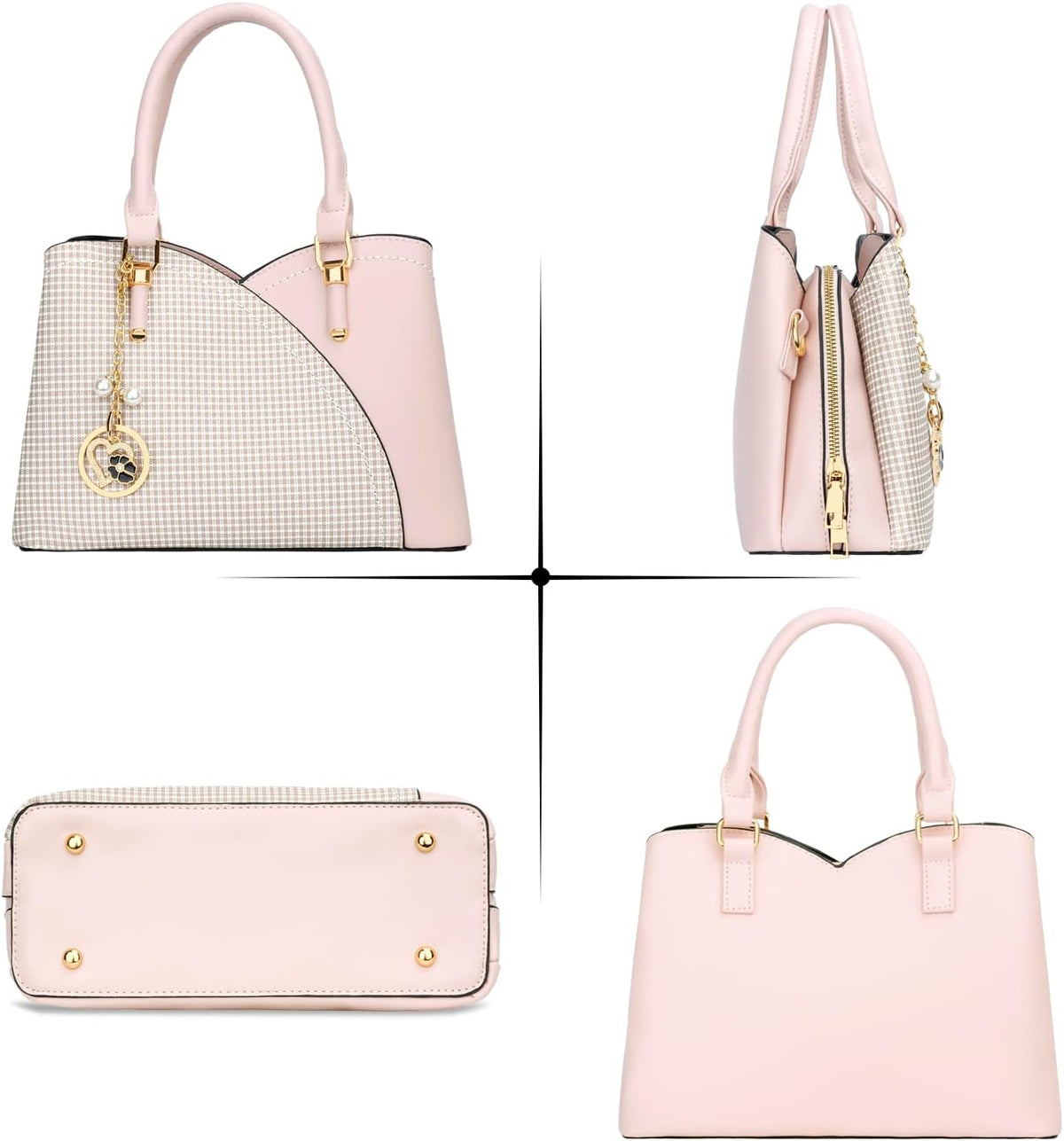Triple Compartments Purses and Handbags for Women Fashion Ladies Satchel Shoulder Top Handle Bag