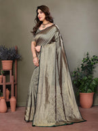 Women'S Litchi Silk Banarasi Silk Saree (Seema)