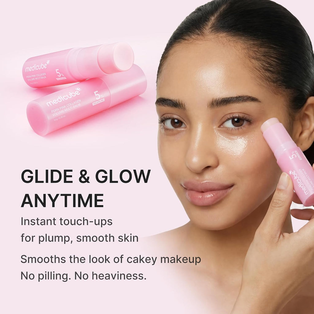 PDRN Pink Collagen Volume Multi Balm Stick - Face & Body Balm | Volufiline, PDRN, NAD, Collagen - Under-Eyes, Neck, Forehead, Smile Lines, Lips, Plumping & Radiance for Line Care, K-Beauty