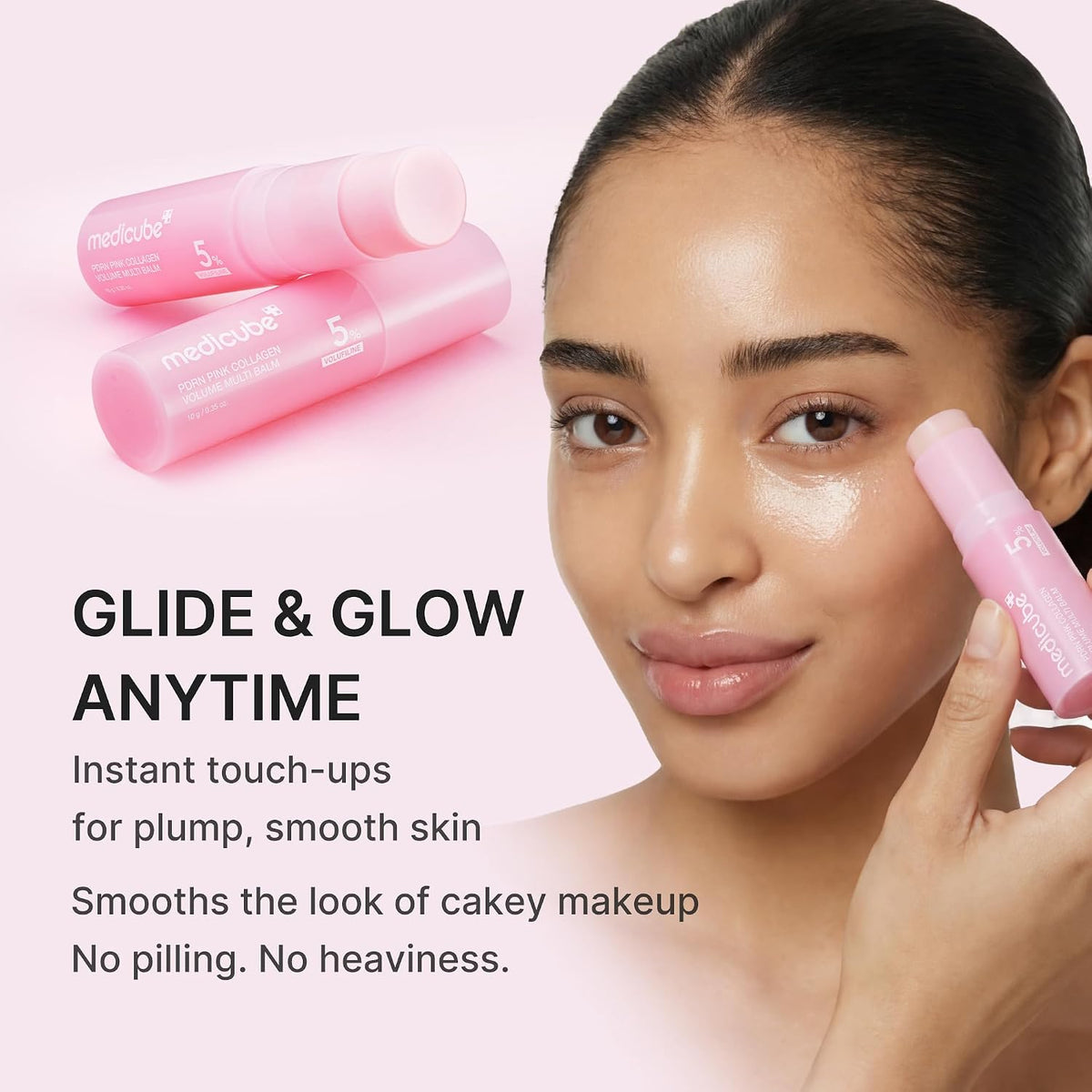 PDRN Pink Collagen Volume Multi Balm Stick - Face & Body Balm | Volufiline, PDRN, NAD, Collagen - Under-Eyes, Neck, Forehead, Smile Lines, Lips, Plumping & Radiance for Line Care, K-Beauty