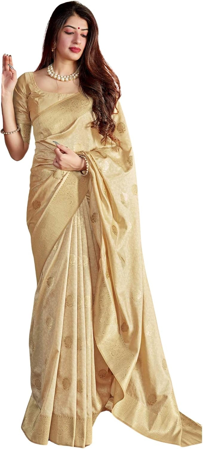 Women'S Kanjivaram Soft Silk Saree with Blouse Piece 6.3Metres