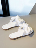 Girls Plain Bow Decor Comfortable Non-Slip Open Toe Slippers for Summer