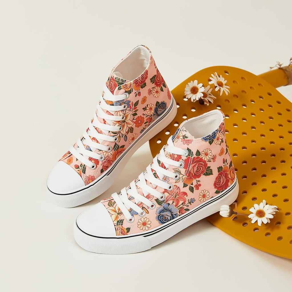 Womens High Top Canvas Sneakers Fashion White Shoes for Women