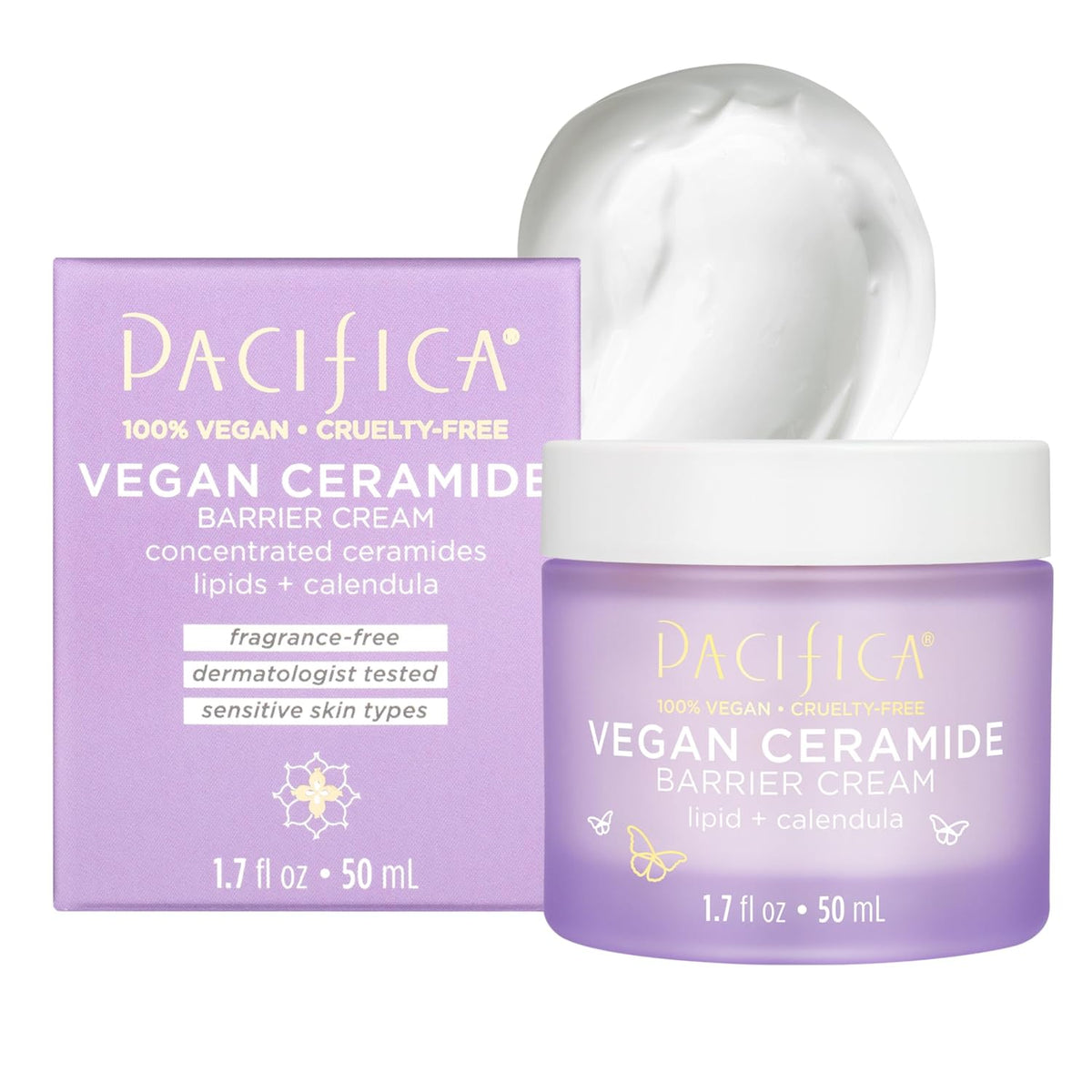 Face Cream - Vegan Ceramide Barrier Cream W/Niacinamide & Shea Butter - Hydrating Daily Face Moisturizer Fragrance Free for Sensitive Skin, Vegan, Clean Beauty Allergy & Dermatologist Tested