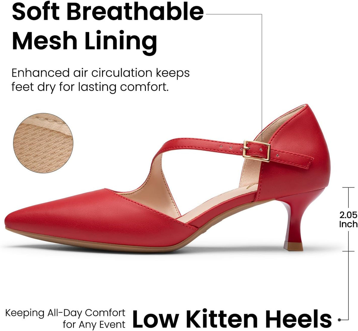 Women'S Low Kitten Heel Pumps Dress Shoes