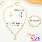 Pearl Jewelry Set Gold Prom Formal Necklace Earrings Bracelet Sets Rhinestone Bridal Wedding Jewelry Sets for Women and Brides