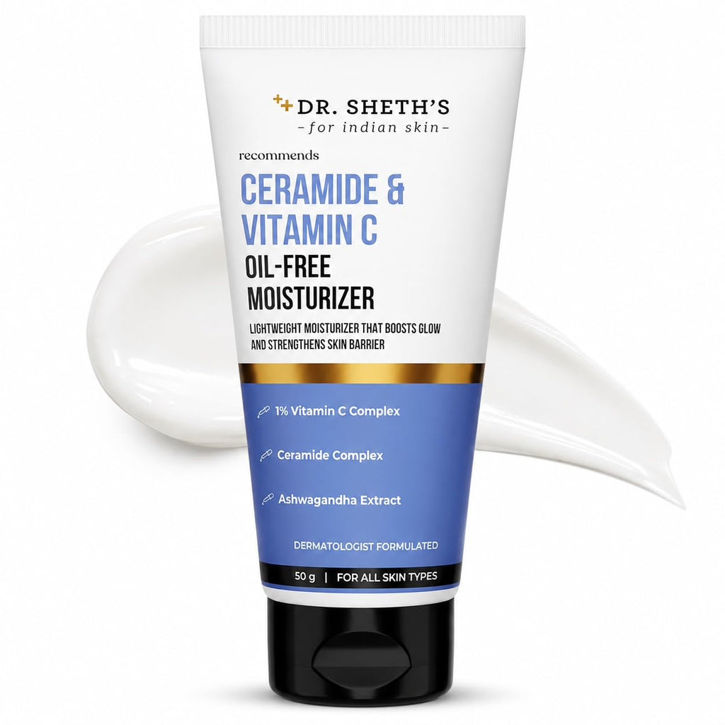 Ceramide & Vitamin C Oil-Free Face Moisturizer for Oily Skin - Lightweight Ceramide Moisturizer with Vitamin C & Ashwagandha, Hydrates & Brightens, Men & Women, 1.76 Oz (50G)