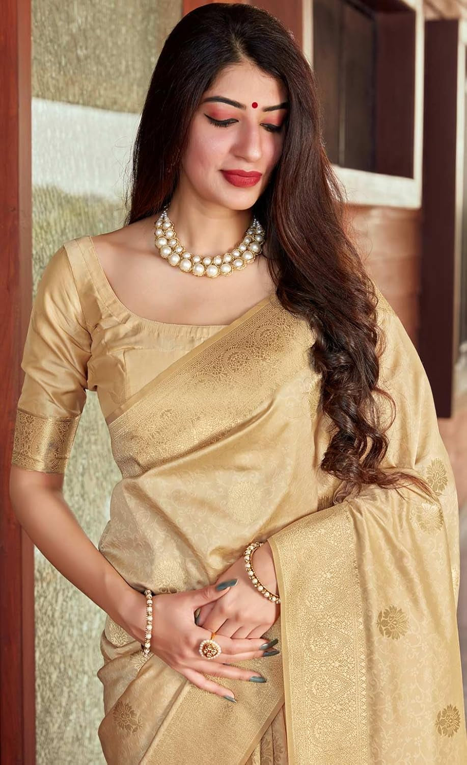 Women'S Kanjivaram Soft Silk Saree with Blouse Piece 6.3Metres