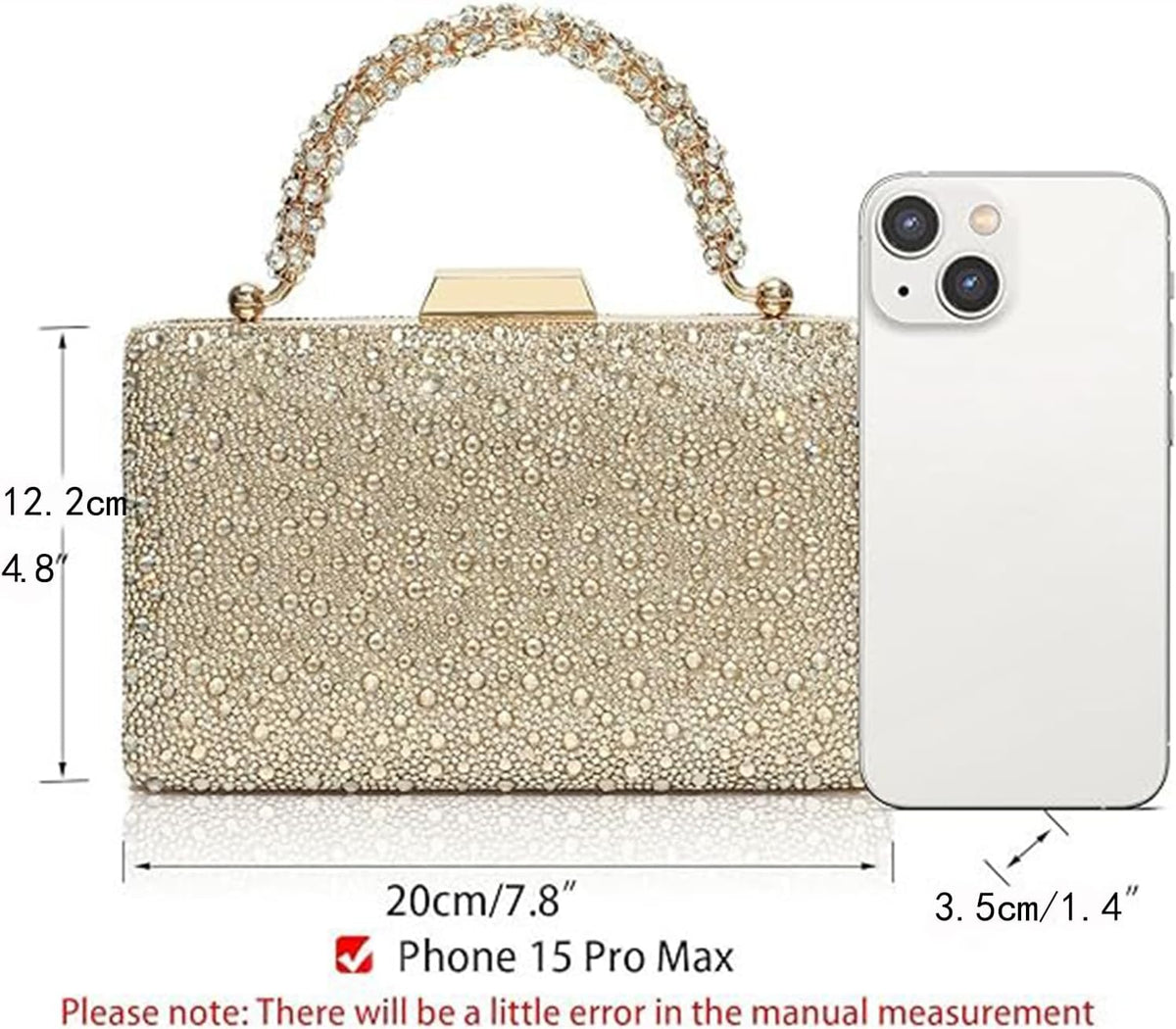 CAREIDO Rhinestone Clutch Purse, Crystal Evening Bag for Wedding Prom Party
