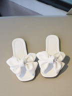 Girls Plain Bow Decor Comfortable Non-Slip Open Toe Slippers for Summer
