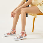 Womens High Top Canvas Sneakers Fashion White Shoes for Women