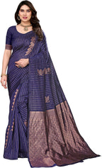 Women'S Litchi Silk Banarasi Silk Saree (Meena)