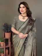 Women'S Litchi Silk Banarasi Silk Saree (Seema)