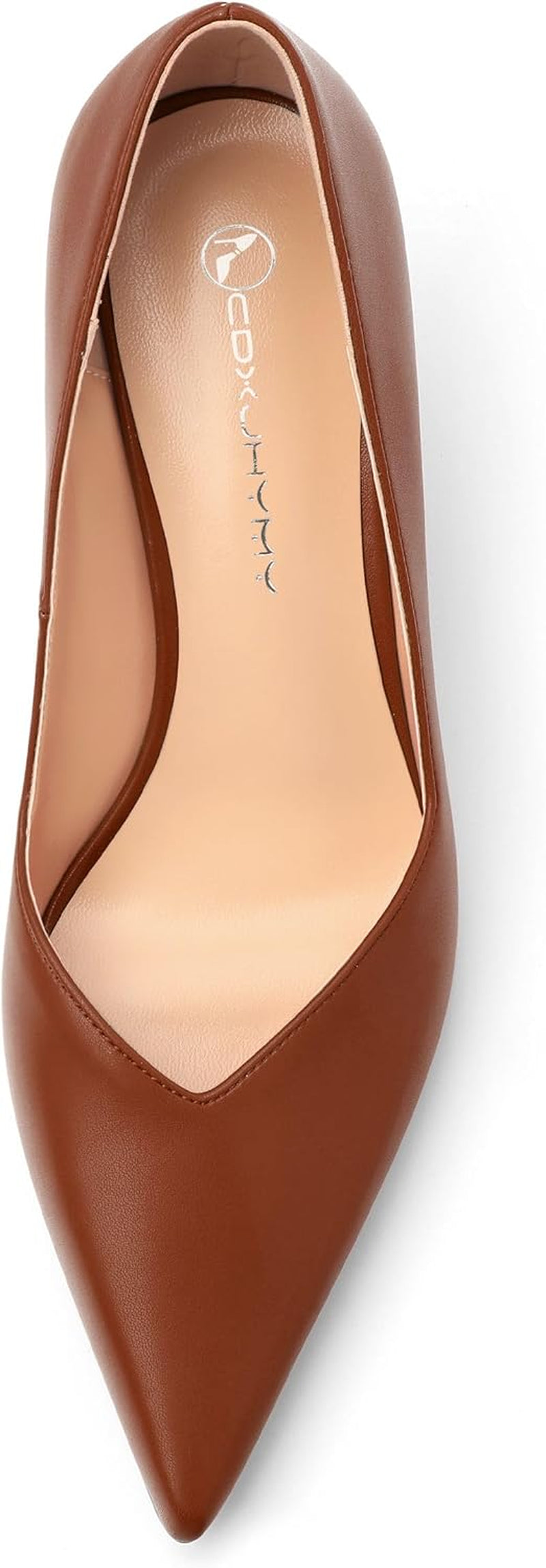 Women Pointed Closed Toe 2.5 Inch Kitten Heel Slip on Pumps