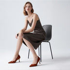 Women Pointed Closed Toe 2.5 Inch Kitten Heel Slip on Pumps