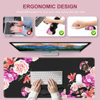 Mouse Pad Set, Peony Flower Desk Mat for Keyboard and Mouse