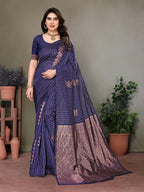 Women'S Litchi Silk Banarasi Silk Saree (Meena)