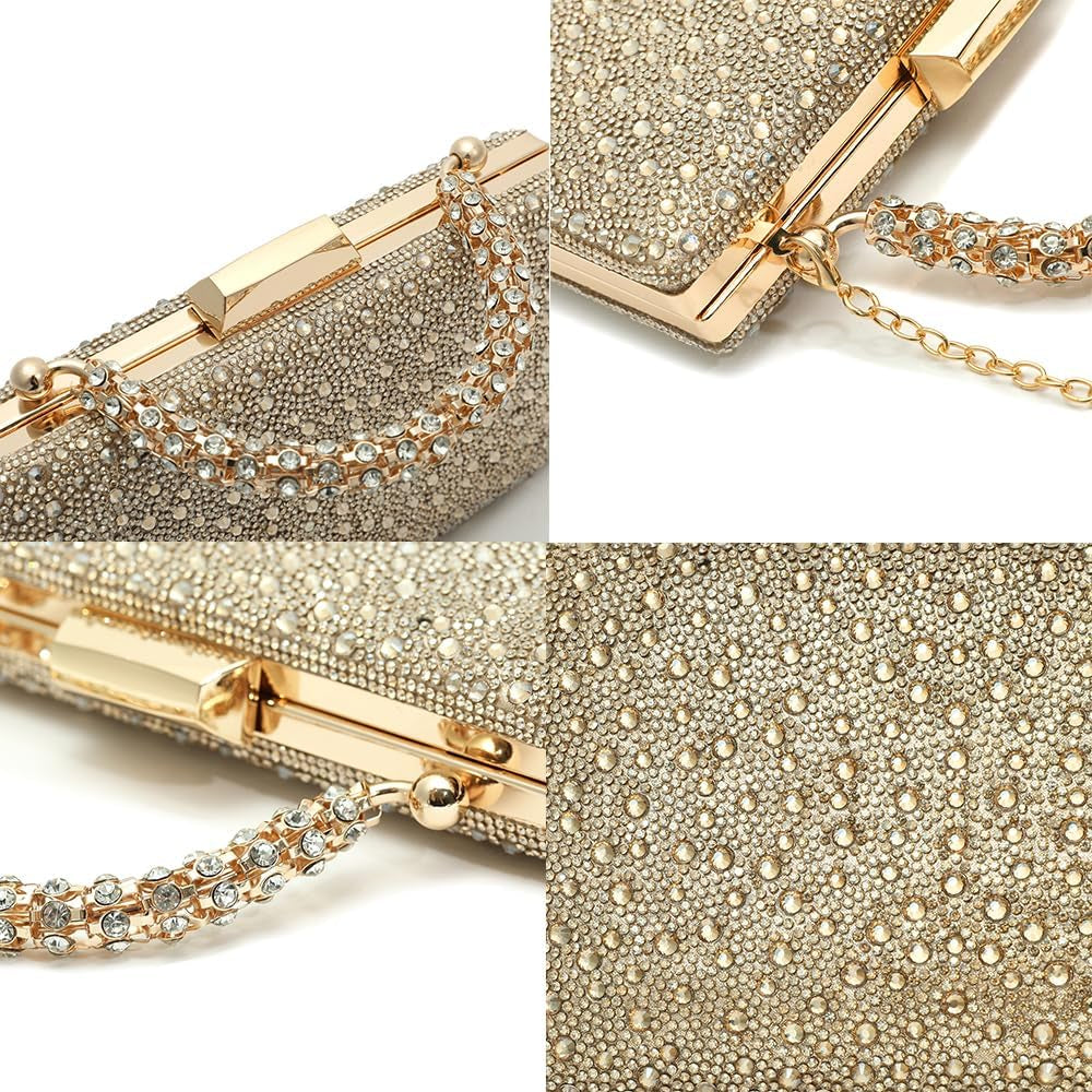 CAREIDO Rhinestone Clutch Purse, Crystal Evening Bag for Wedding Prom Party