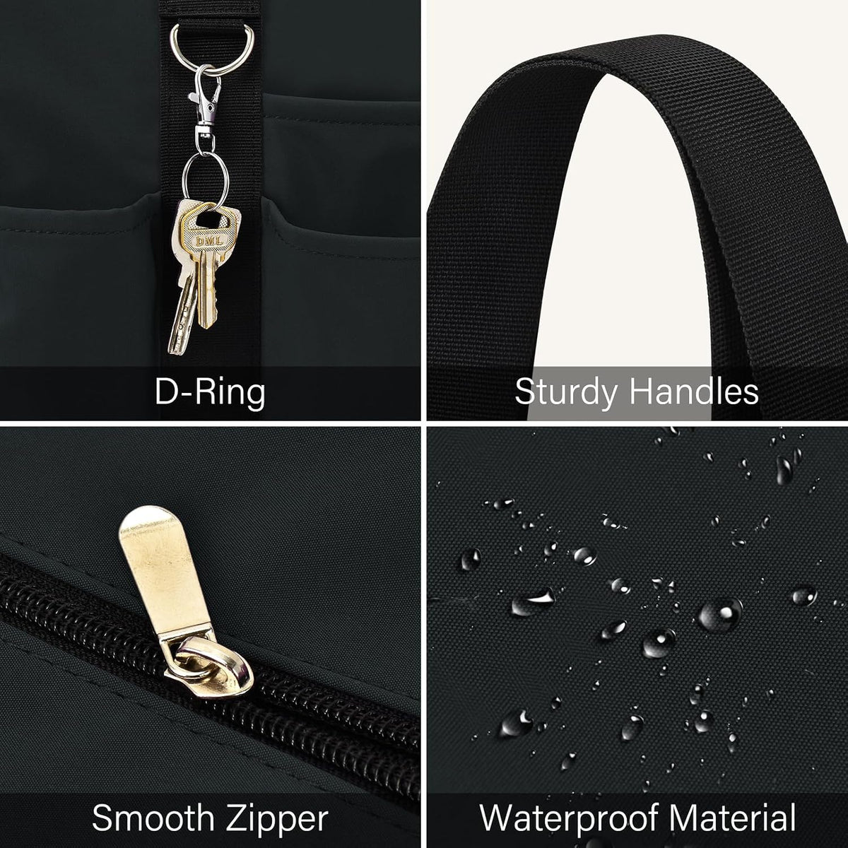 Large Tote Bag for Women Waterproof with 12 Pockets Top Zipper Closure Utility Teacher Nurse Bags for Work School