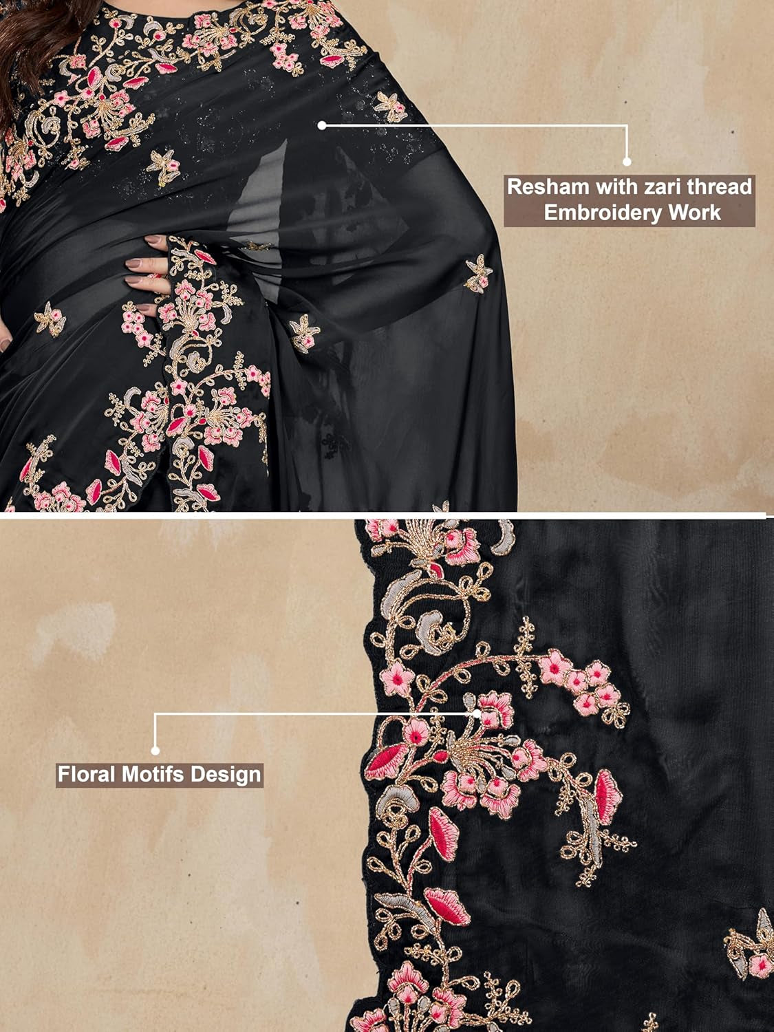 Women'S Rangoli Silk Embroidred Saree with Unstitch Blouse Piece