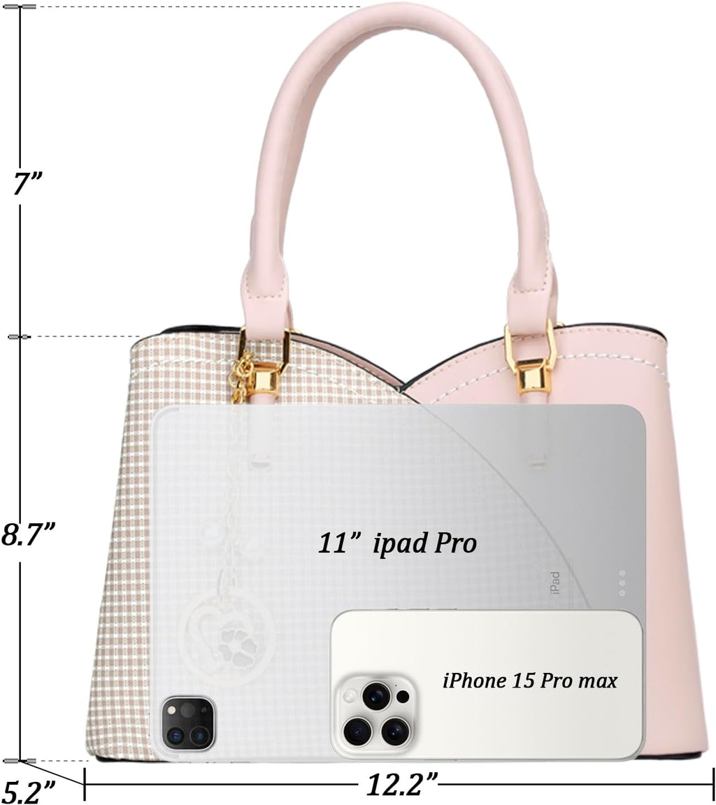 Triple Compartments Purses and Handbags for Women Fashion Ladies Satchel Shoulder Top Handle Bag