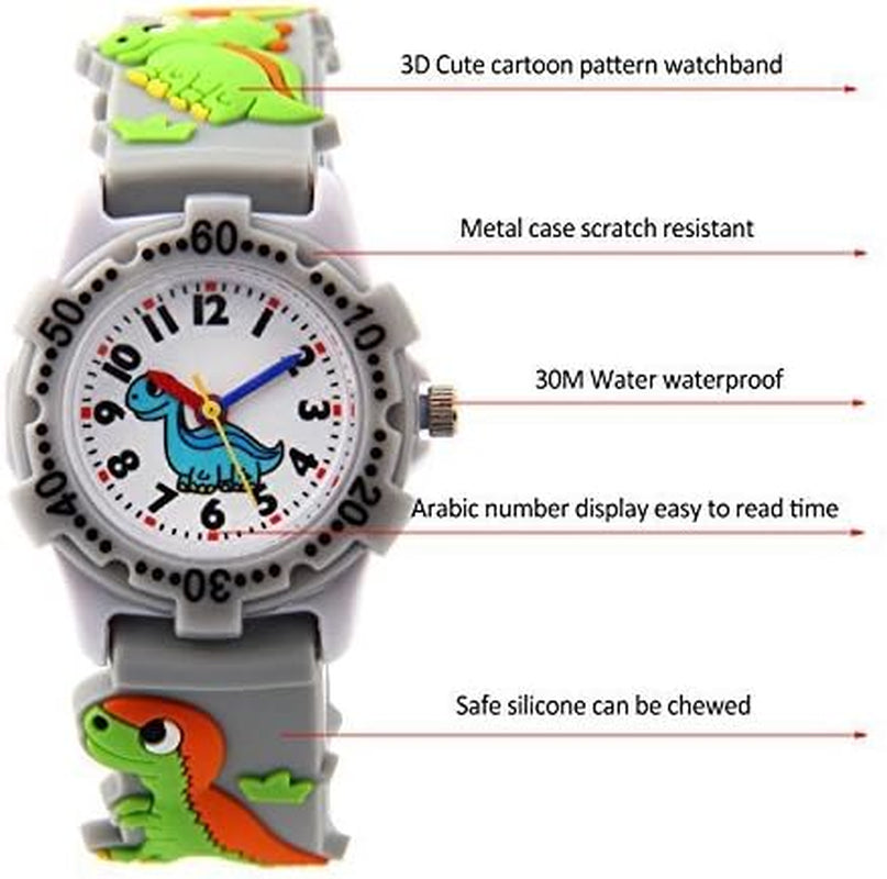 Kids Watch for Girls Boys Analog Watch, Waterproof Toddlers Digital Watch 3D Cute Cartoon Silicone Strap Watches for Kids Birthday Gift