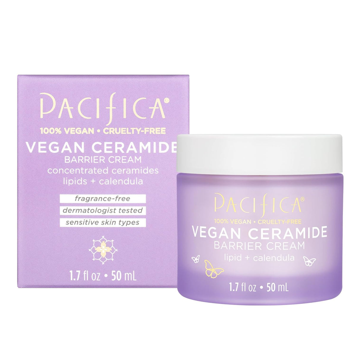 Face Cream - Vegan Ceramide Barrier Cream W/Niacinamide & Shea Butter - Hydrating Daily Face Moisturizer Fragrance Free for Sensitive Skin, Vegan, Clean Beauty Allergy & Dermatologist Tested