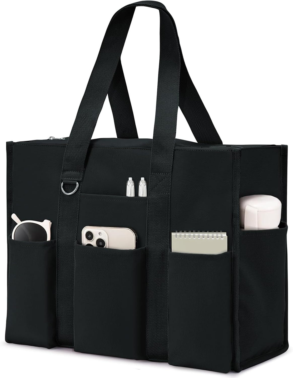 Large Tote Bag for Women Waterproof with 12 Pockets Top Zipper Closure Utility Teacher Nurse Bags for Work School