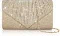 Shiny Clutch Purses for Women, Sequin Envelope Evening Bag Handbags with Chain, Fashion Sparkly Purse for Formal Dressy Wedding Cocktail Prom Party(Champagne)