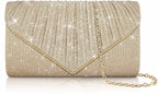 Shiny Clutch Purses for Women, Sequin Envelope Evening Bag Handbags with Chain, Fashion Sparkly Purse for Formal Dressy Wedding Cocktail Prom Party(Champagne)