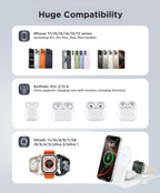 3 in 1 Charging Station - 2026 Foldable Wireless Charger Compatible for Iphone 17/16/15/14/13/12 plus Pro Max, Iwatch & Airpods, White