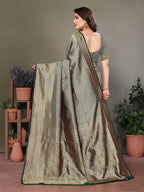 Women'S Litchi Silk Banarasi Silk Saree (Seema)