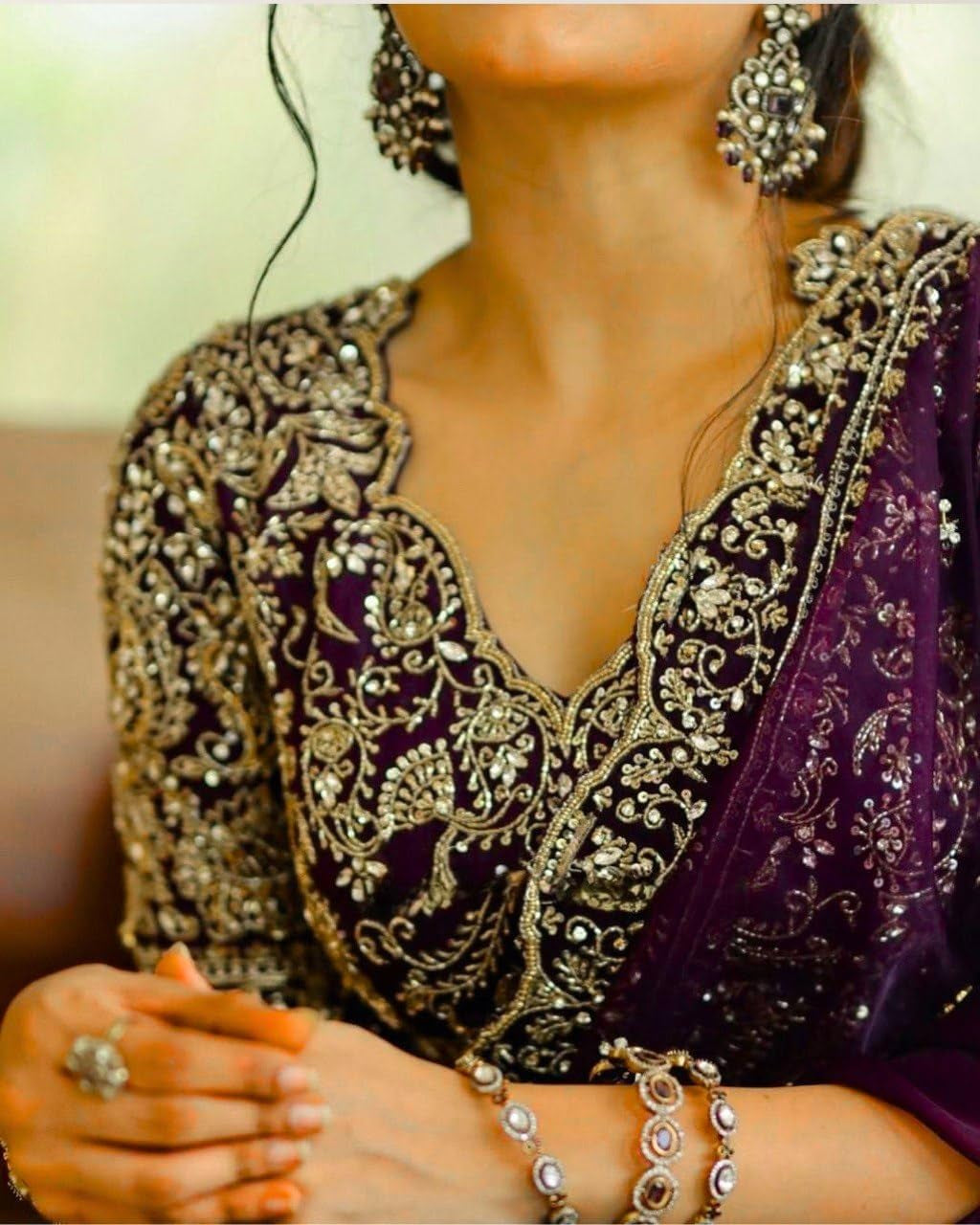 Women'S Oragnza Silk Embroderiy Sequance Work Saree for Women with Unstitched Blouse Piece