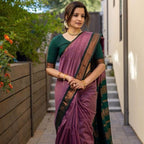 Indina Women'S Cotton Maheshwari Silk Saree with Unstitched Blouse Piece