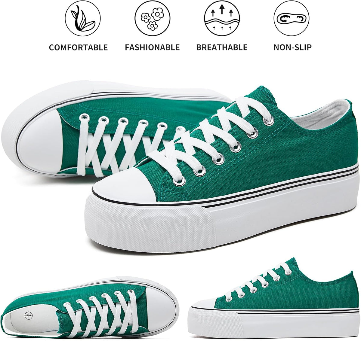 Womens Platform Canvas Sneakers Tennis Shoes