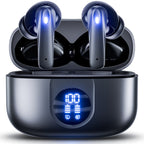 P91 Wireless Earbuds, Bluetooth Headphones V5.4 Stereo Ear Buds with Noise Cancelling Mics, 60H Playback Mini Case with Dual LED Display, IP7 Waterproof In-Ear Earphones for Android Ios