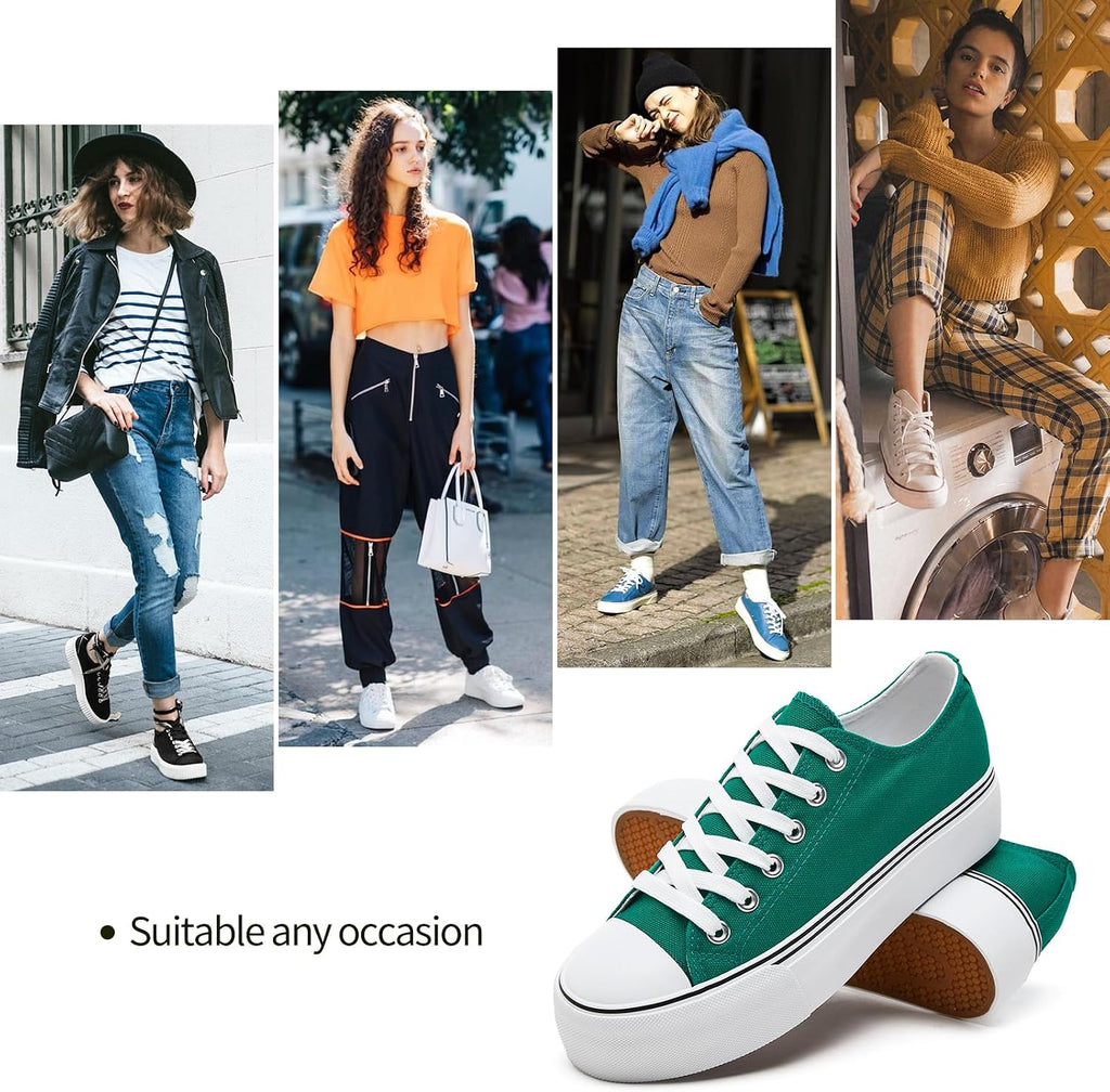 Womens Platform Canvas Sneakers Tennis Shoes