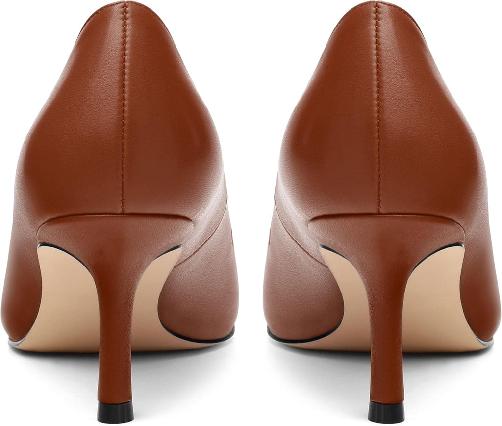 Women Pointed Closed Toe 2.5 Inch Kitten Heel Slip on Pumps