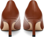 Women Pointed Closed Toe 2.5 Inch Kitten Heel Slip on Pumps