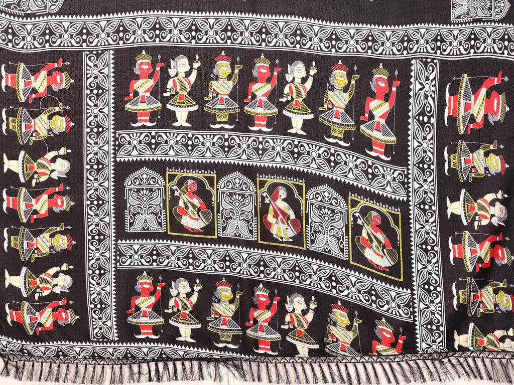 Womens Silk Pom Pom Woven Saree with Unstitched Blouse