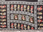 Womens Silk Pom Pom Woven Saree with Unstitched Blouse