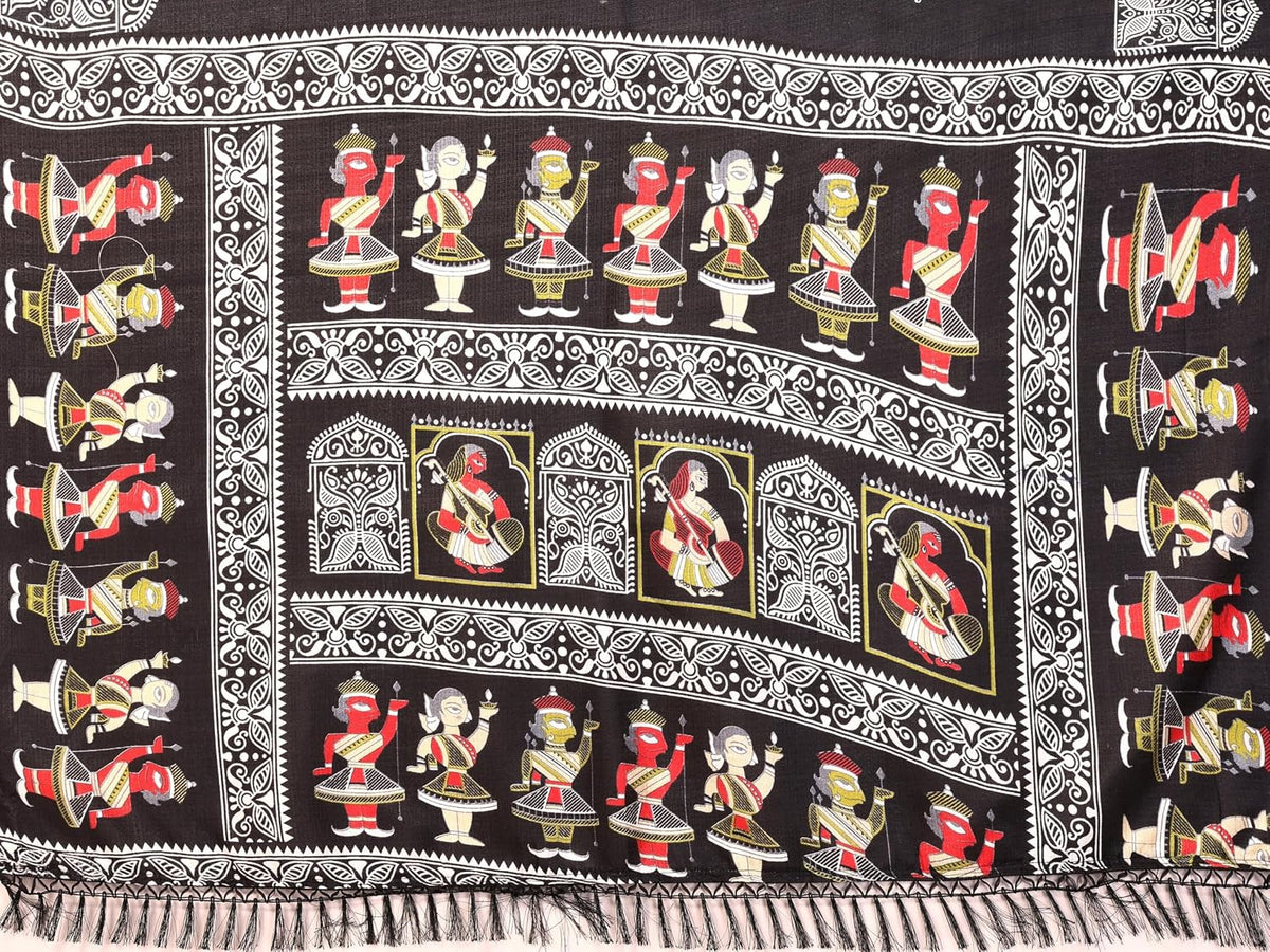 Womens Silk Pom Pom Woven Saree with Unstitched Blouse