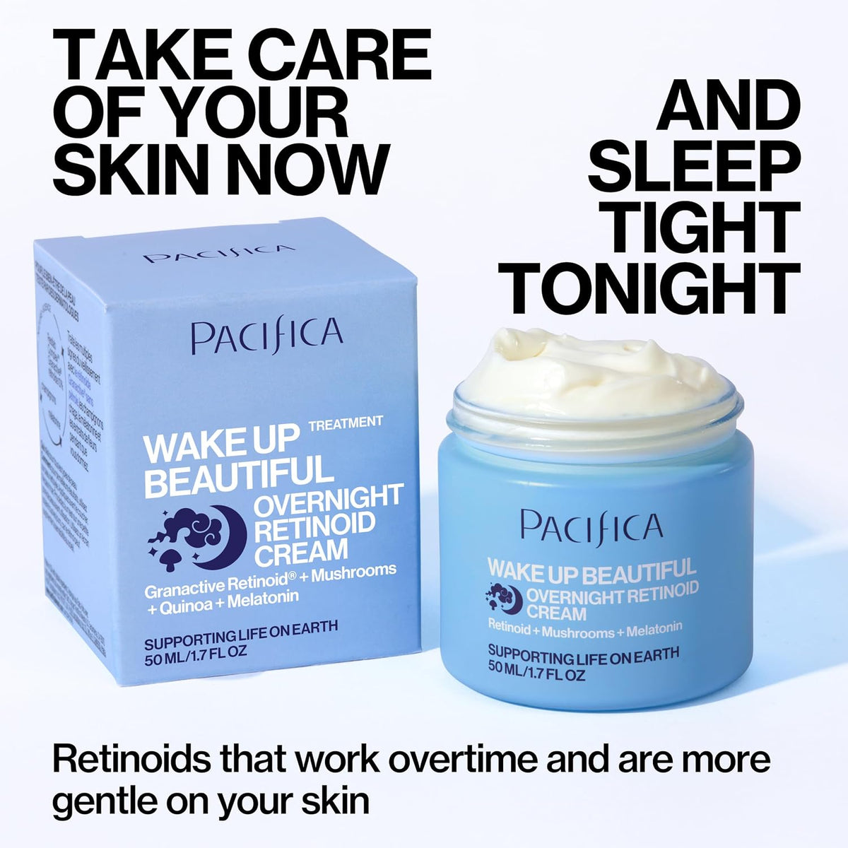 Wake up Beautiful Retinoid Night Cream – Overnight Anti-Aging Moisturizer with Hyaluronic Acid & Melatonin, Reduces Wrinkles & Fine Lines, Hydrating and Gentle for Dry or Mature Skin, Vegan