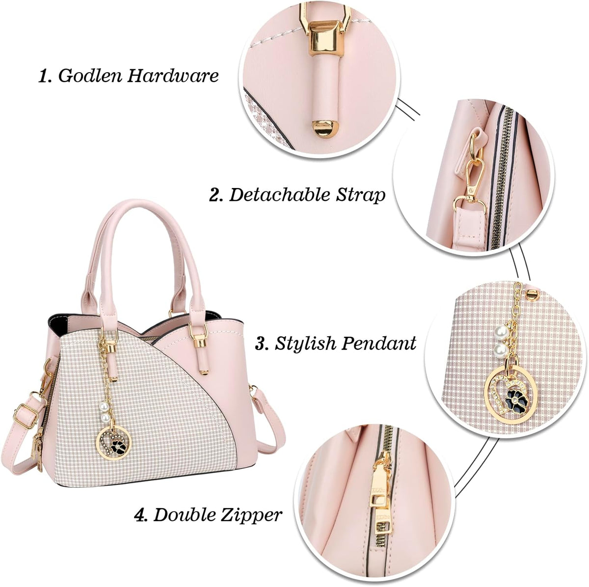 Triple Compartments Purses and Handbags for Women Fashion Ladies Satchel Shoulder Top Handle Bag
